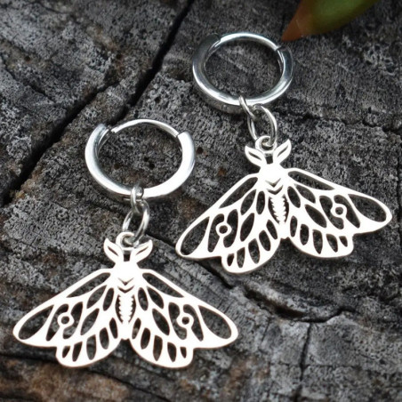 Lunar Silver Butterfly Hoop Earrings | Cute Nature Jewelry Gift