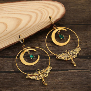 Emerald Moon Butterfly Earrings - Elegant & Mystical Jewelry!