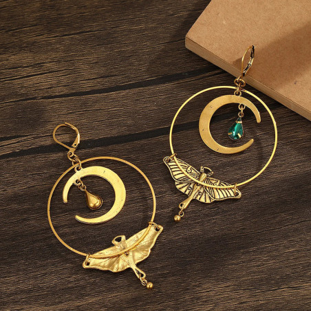 Emerald Moon Butterfly Earrings - Elegant & Mystical Jewelry!