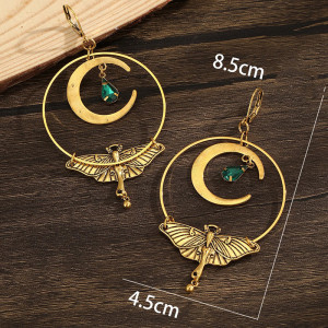 Emerald Moon Butterfly Earrings - Elegant & Mystical Jewelry!