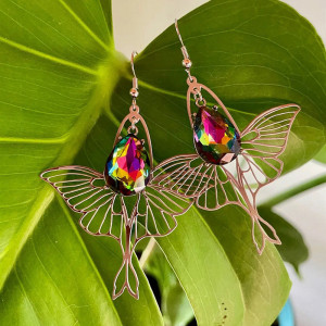 Boucles d'Oreilles Papillon Cristal Arc-en-ciel - 2 Couleurs