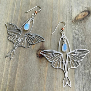 Boucles d'Oreilles Papillon Pierre de Lune | Bijou Argenté Chic