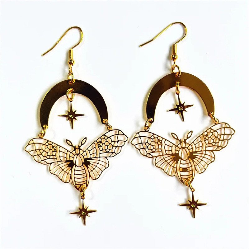 Boucles d'Oreilles Papillon Nuit Étoilée | Bijou Céleste Lune