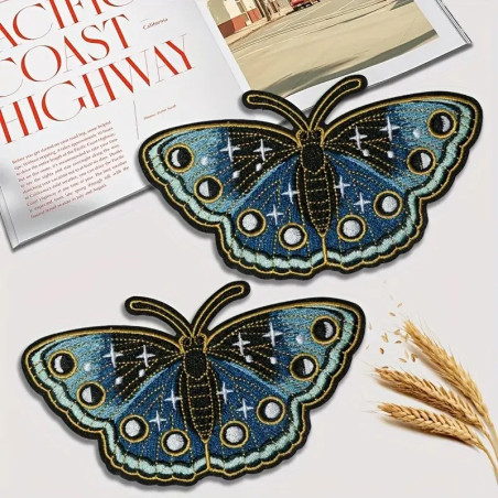 Patch Brodé Papillon Galaxie Saphir | Cadeau Thermocollant