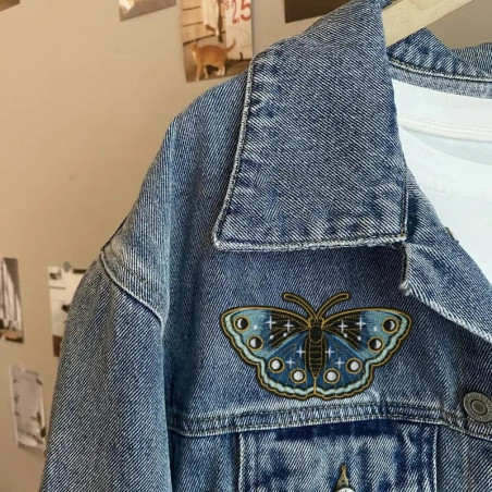 Patch Brodé Papillon Galaxie Saphir | Cadeau Thermocollant