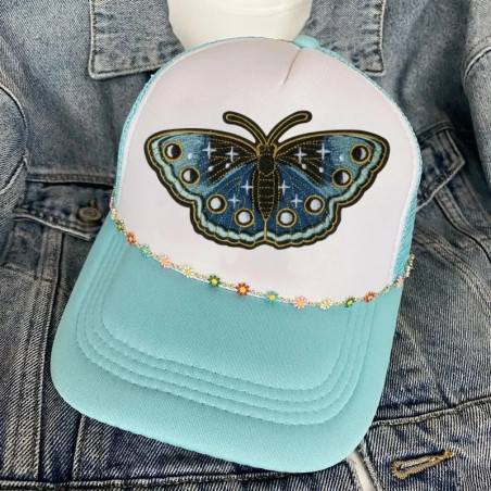 Bestickter Schmetterling Aufnäher | Saphir-Galaxie Bügelpatch