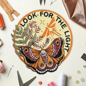 "Look for the Light" Butterfly Patch | Cute Embroidered Iron-On