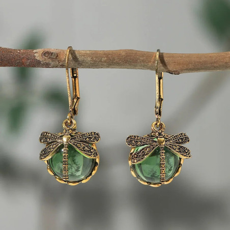 Boucles d'oreilles Libellule Élégantes Verre Coloré | Cadeau Femme