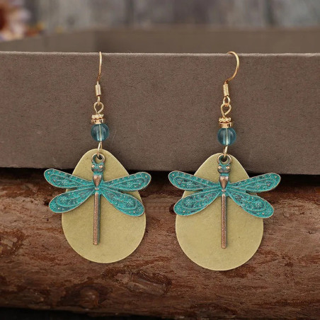Boucles d'oreilles Libellule Turquoise Bohème | Idée Cadeau