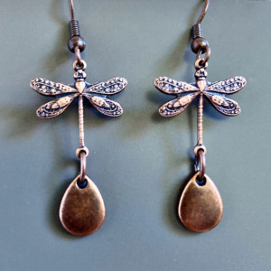 Boucles d'Oreilles Libellule Vintage Bronze | Bijou Boho Chic