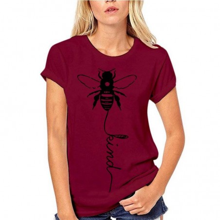 T-shirt Abeilles pour Femme Bee Kind burgundy