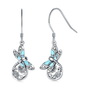 Pendientes Libélula Turquesa - Joya de Plata Estilo Bohemio