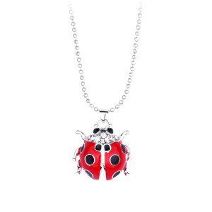 Scarlet Queen Ladybug Necklace - Red & Silver Good Luck Jewelry