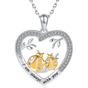 "Always With You" Ladybug Heart Necklace | Engraved Gift Idea