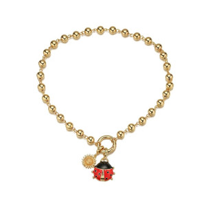 Golden Sun Ladybug Bracelet - Cute Good Luck Charm for Women