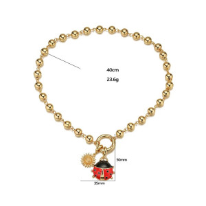 Golden Sun Ladybug Bracelet - Cute Good Luck Charm for Women