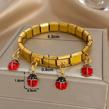 Bracelet Coccinelle Porte-Bonheur Doré & Argenté | 1001 Abeilles