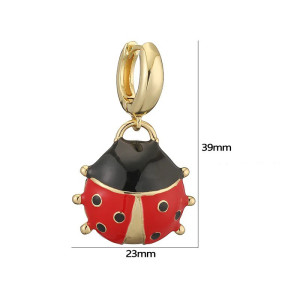 Boucles d'Oreilles Coccinelle Dorées - Bijou Nature en Émail