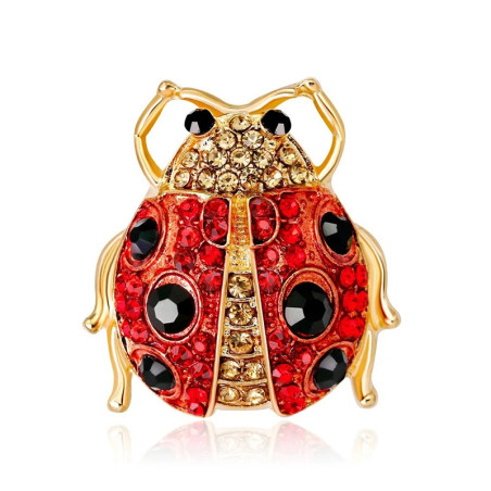 Spilla Coccinella Rossa Portafortuna | Gioiello Strass Donna