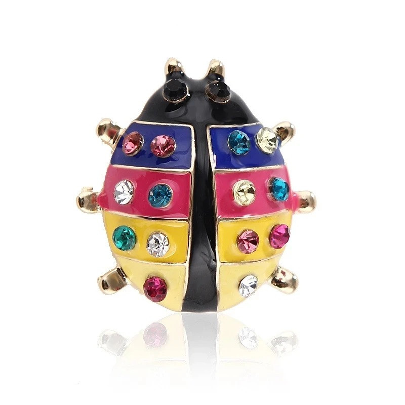 Broche Coccinelle Colorée en Strass | Idée Cadeau Femme