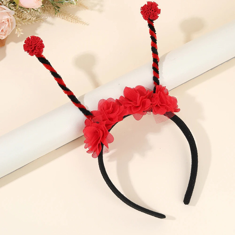 Serre-tête Coccinelle Mignon avec Antennes & Fleurs | Idée Cadeau