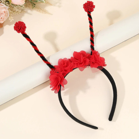 Serre-tête Coccinelle Mignon avec Antennes & Fleurs | Idée Cadeau