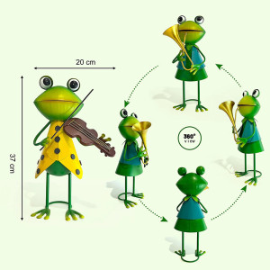 Coppia Statuine Rane Musiciste | Idea Regalo Giardino Originale