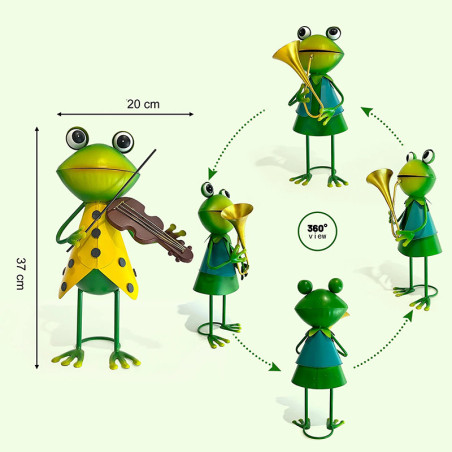 Coppia Statuine Rane Musiciste | Idea Regalo Giardino Originale