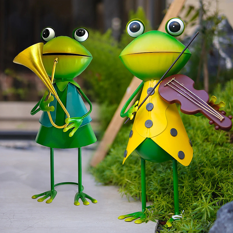 Statues Grenouilles Musicales Amusantes | Déco Jardin Métal