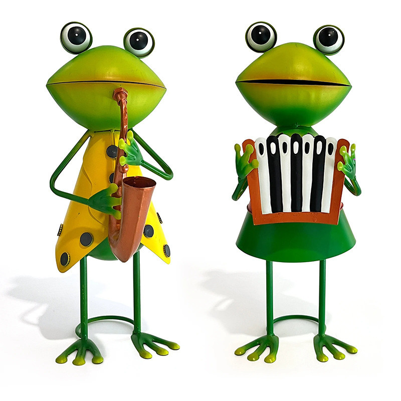 Statues Grenouilles Musiciennes | Duo Amusant Déco Jardin