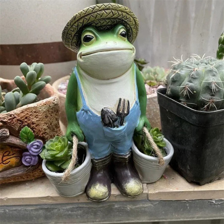 Statue Grenouille Jardinier Zen | Décoration Jardin Mignonne