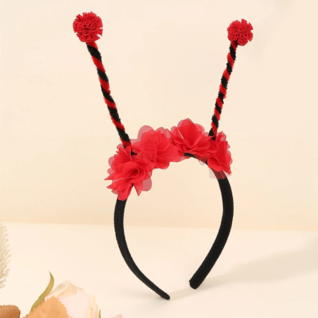 Serre-tête Coccinelle Mignon avec Antennes & Fleurs | Idée Cadeau