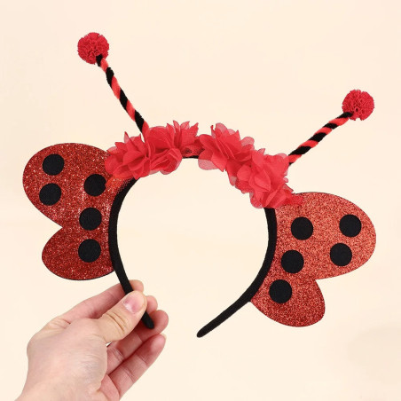 Serre-tête Coccinelle Ailes Rouges Pailletées | Cadeau Déguisement