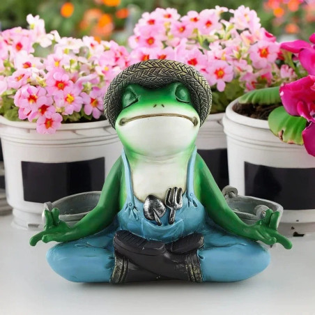 Statue Grenouille Jardinière Zen | Idée Cadeau Déco Jardin