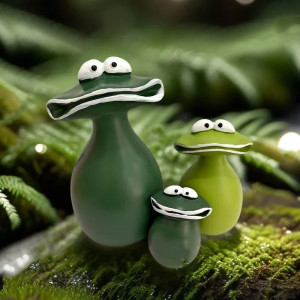 Lot de 3 Statuettes Grenouille Drôles | Déco Moderne Jardin