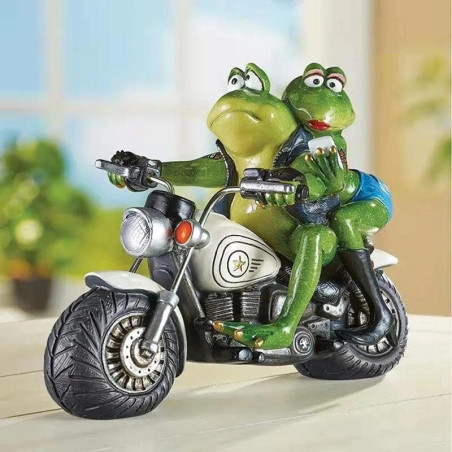 Statuette Couple Grenouilles Motardes | Cadeau Original & Drôle