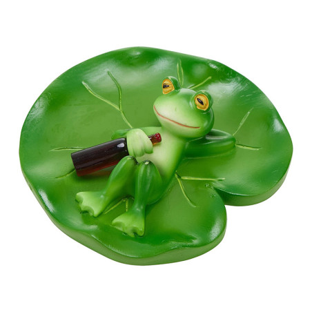 Lustige Froschfigur 'Aperitif auf Seerose' | Gartendeko