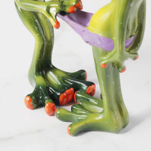 Statuette Grenouilles Humoristiques "Inspection Surprise au Marais"