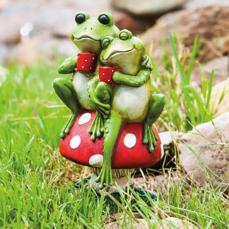 Statue Grenouilles Romantiques sur Champignon | Cadeau Original