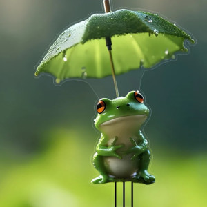 Piquet de Jardin Grenouille Mignonne sous Parapluie - Déco