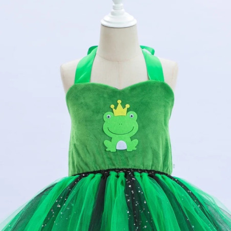 Frog Prince Costume Dress for Kids | Green & Black Tutu