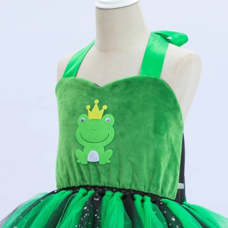 Frog Prince Costume Dress for Kids | Green & Black Tutu