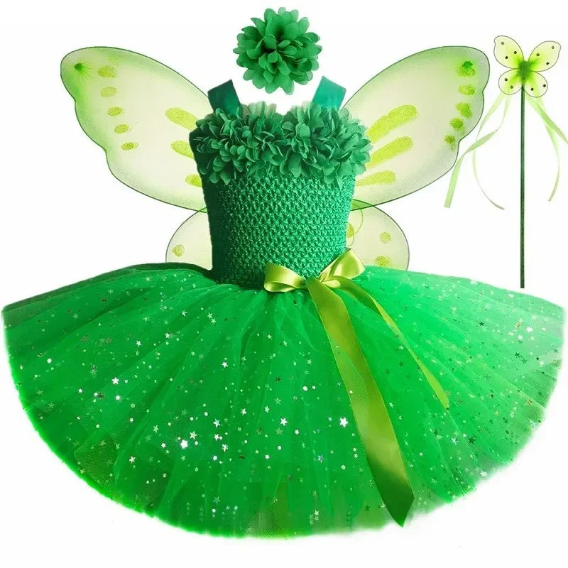 Déguisement Grenouille - Robe de Fée Verte "Lueur des Ailes"