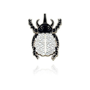 Spilla Scarabeo "Cuore & Mente" - Cervello & Cuore Anatomico