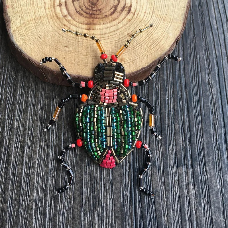 Handmade Beaded Scarab Beetle Brooch | Unique Jewelry Gift