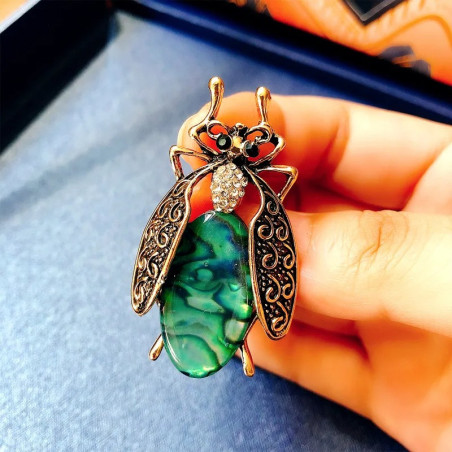 Skarabäus Brosche Smaragd-Barock - Eleganter Vintage Schmuck
