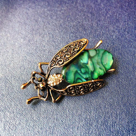 Baroque Emerald Scarab Brooch - Elegant Vintage Jewelry Pin