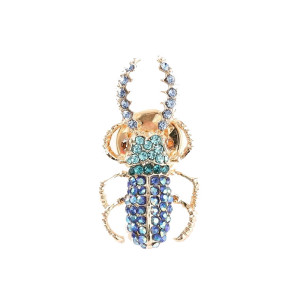 Broche Scarabée Cristal Cobalt | Bijou Insecte Unique