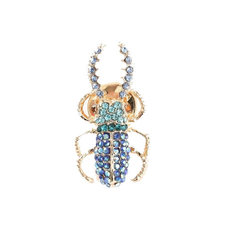 Broche Scarabée Cristal Cobalt | Bijou Insecte Unique