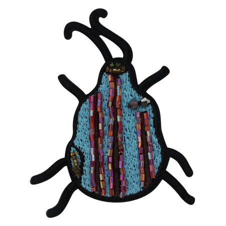 Patch Scarabée Ciel Étincelant - Brodé Fait Main Thermocollant